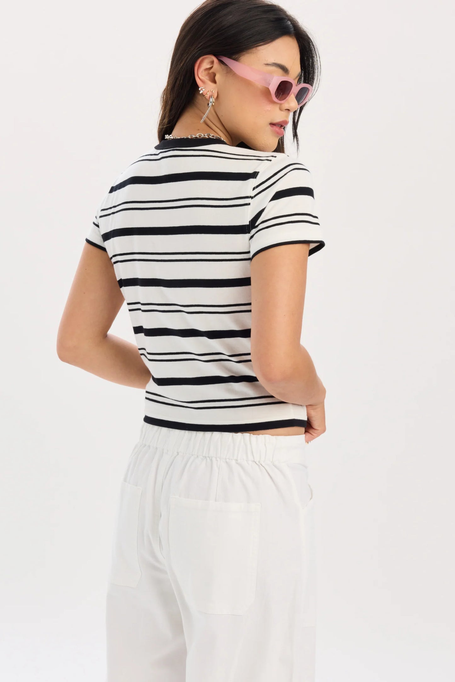 Zuma Crew Neck Tee- Onyx Stripe
