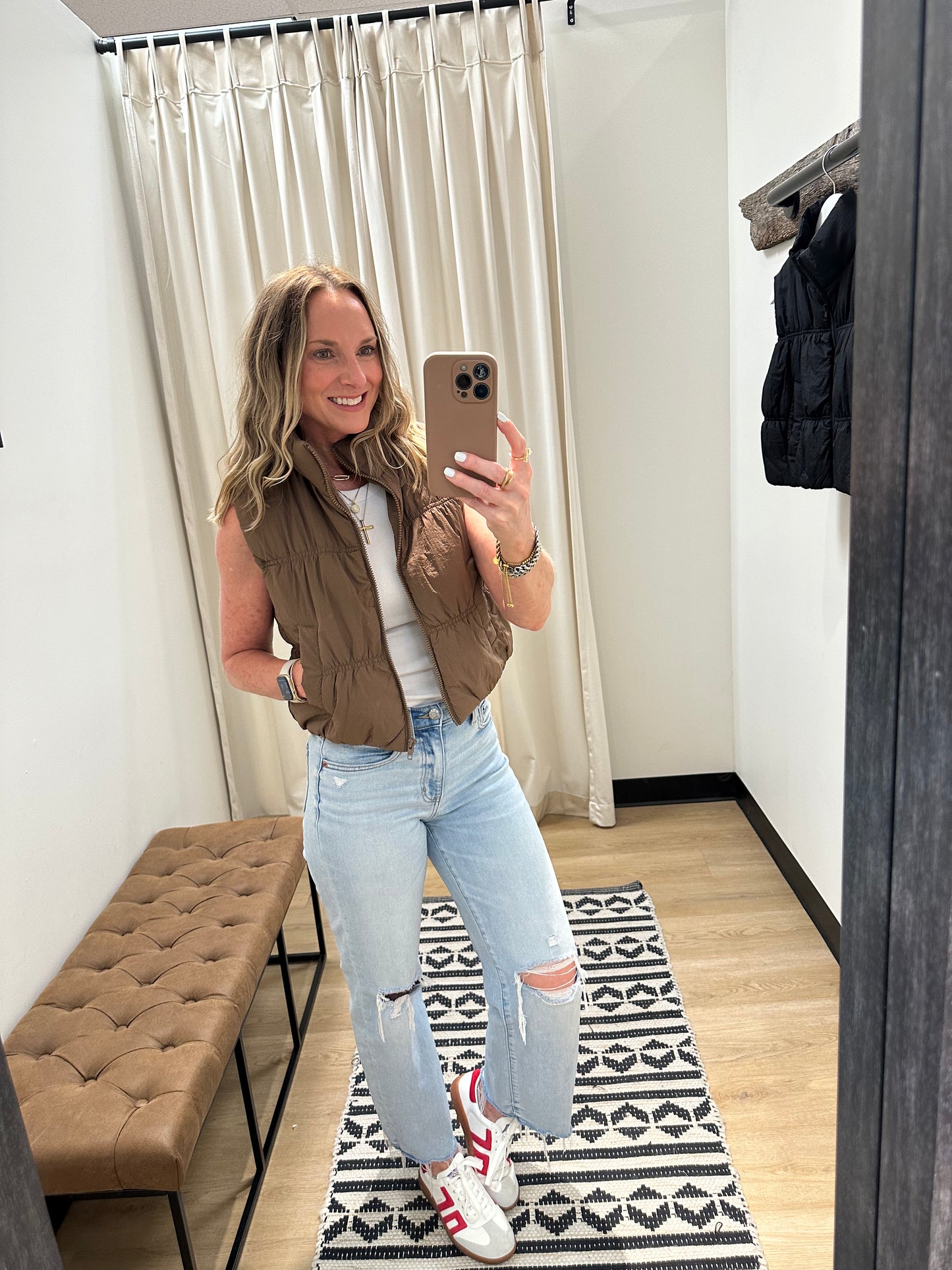 Cheryl Puffer Vest- Brown