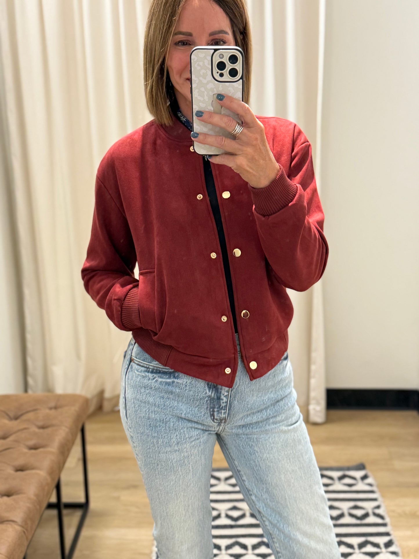 Chelsea Faux Suede Bomber