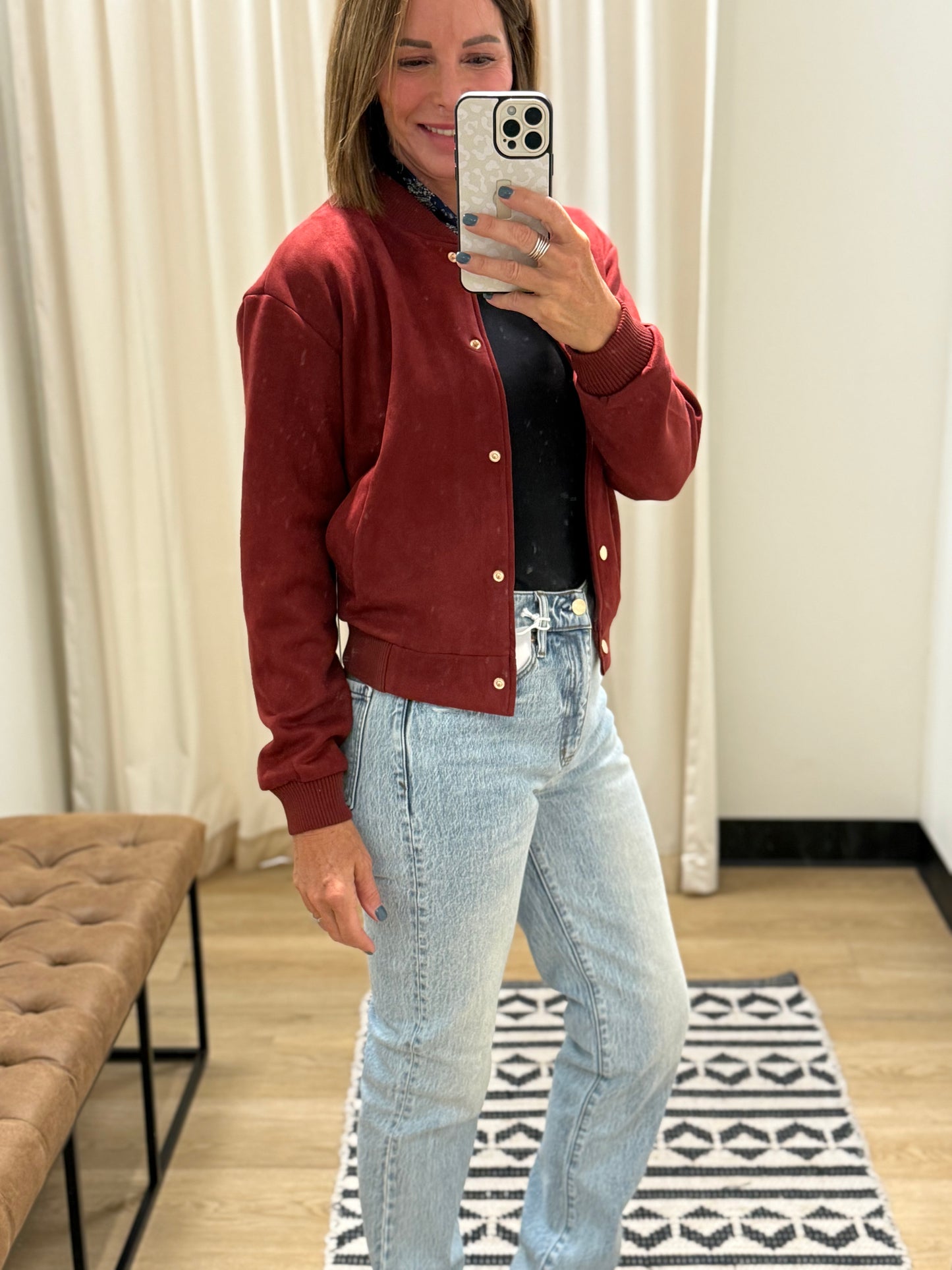 Chelsea Faux Suede Bomber