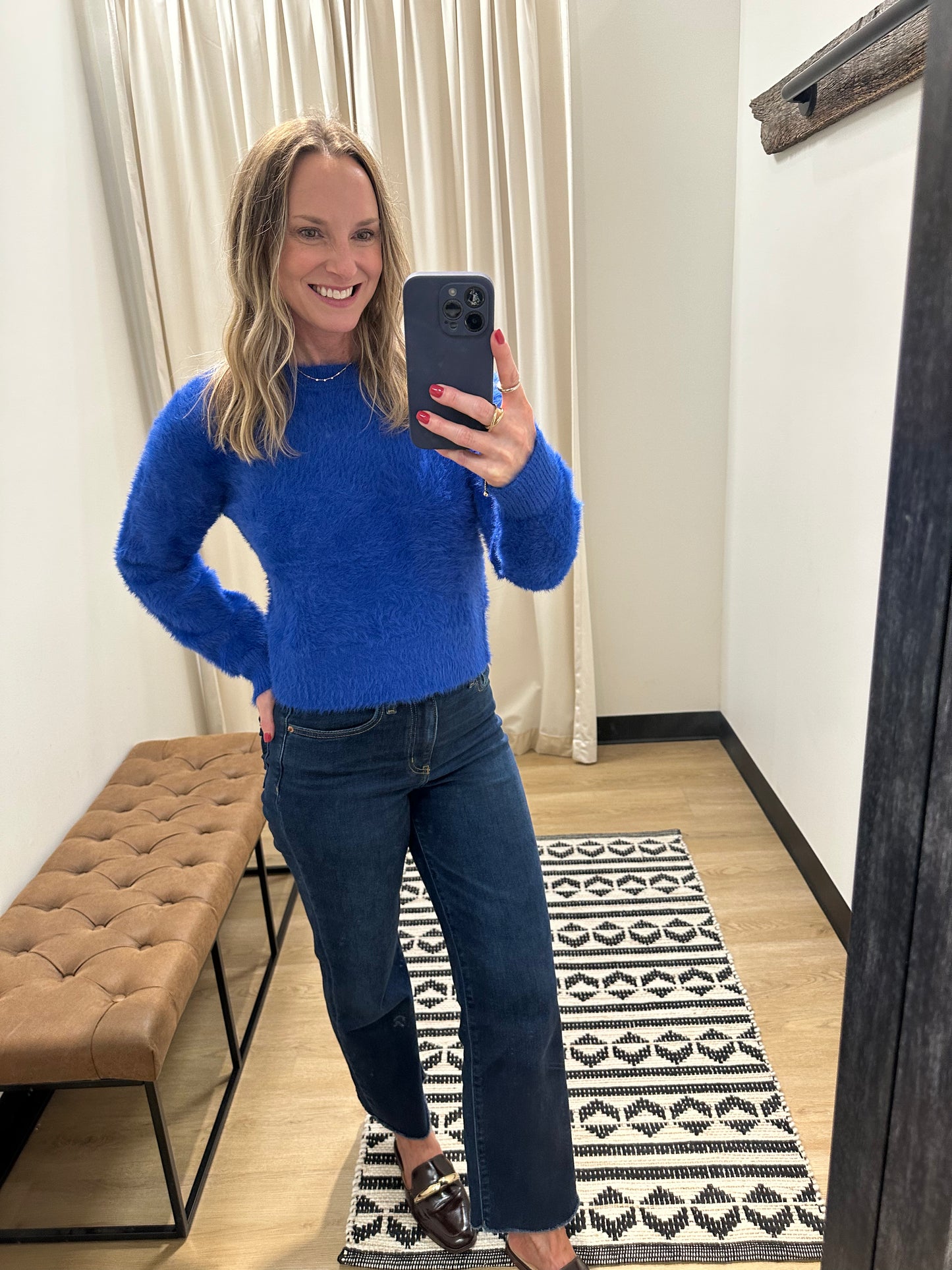 Cobalt Fuzz Crewneck Sweater