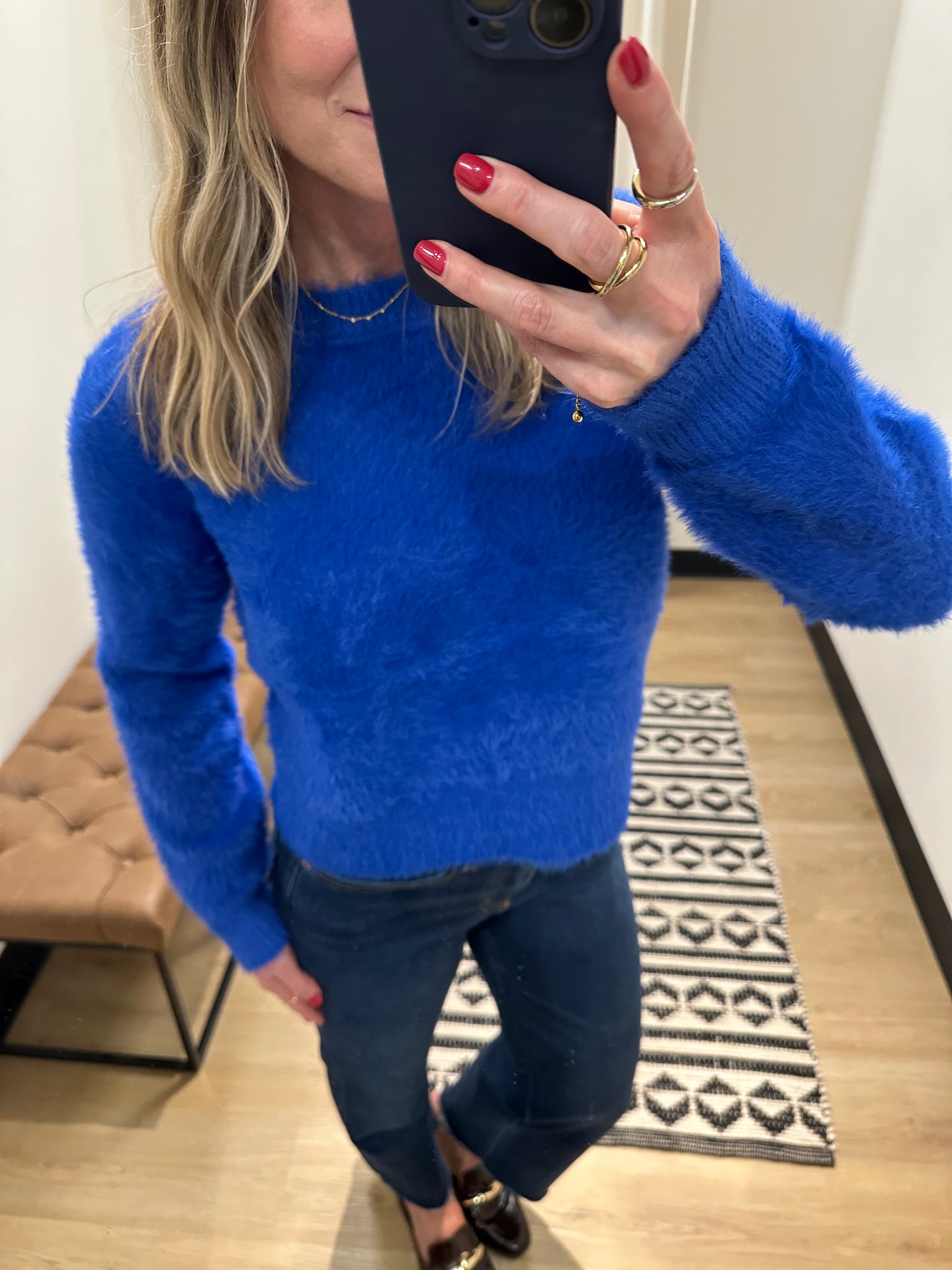 Cobalt Fuzz Crewneck Sweater