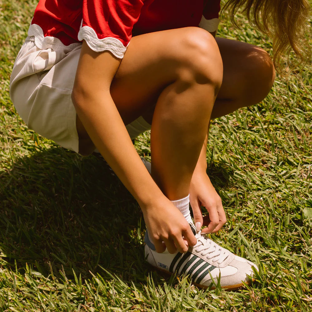 Stevie Sneaker- Dk Green Stripe