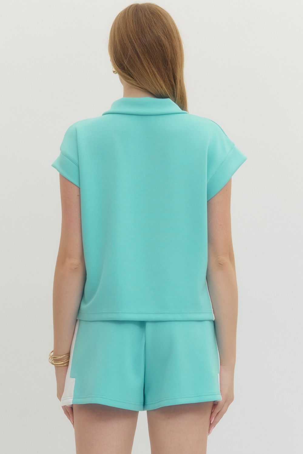 Gigi Zip Front Top- Aqua