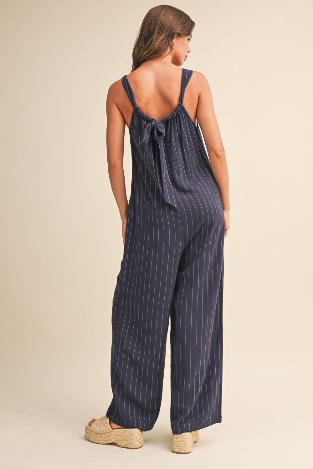Malle Pinstripe Jumpsuit- Navy