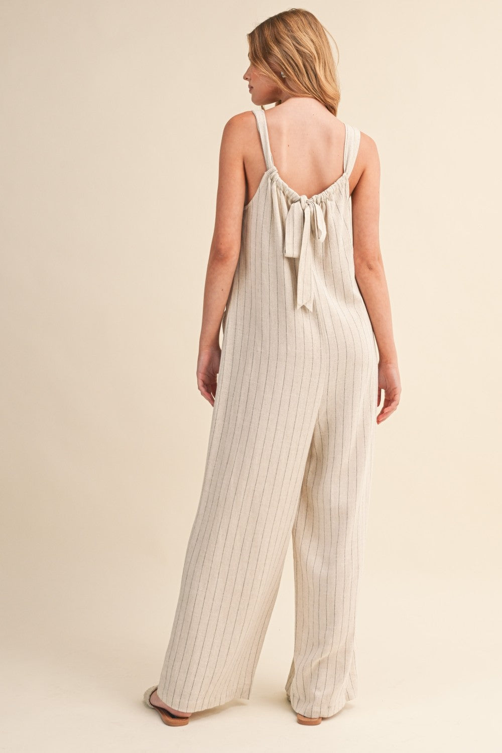 Malle Pinstripe Jumpsuit- Natural
