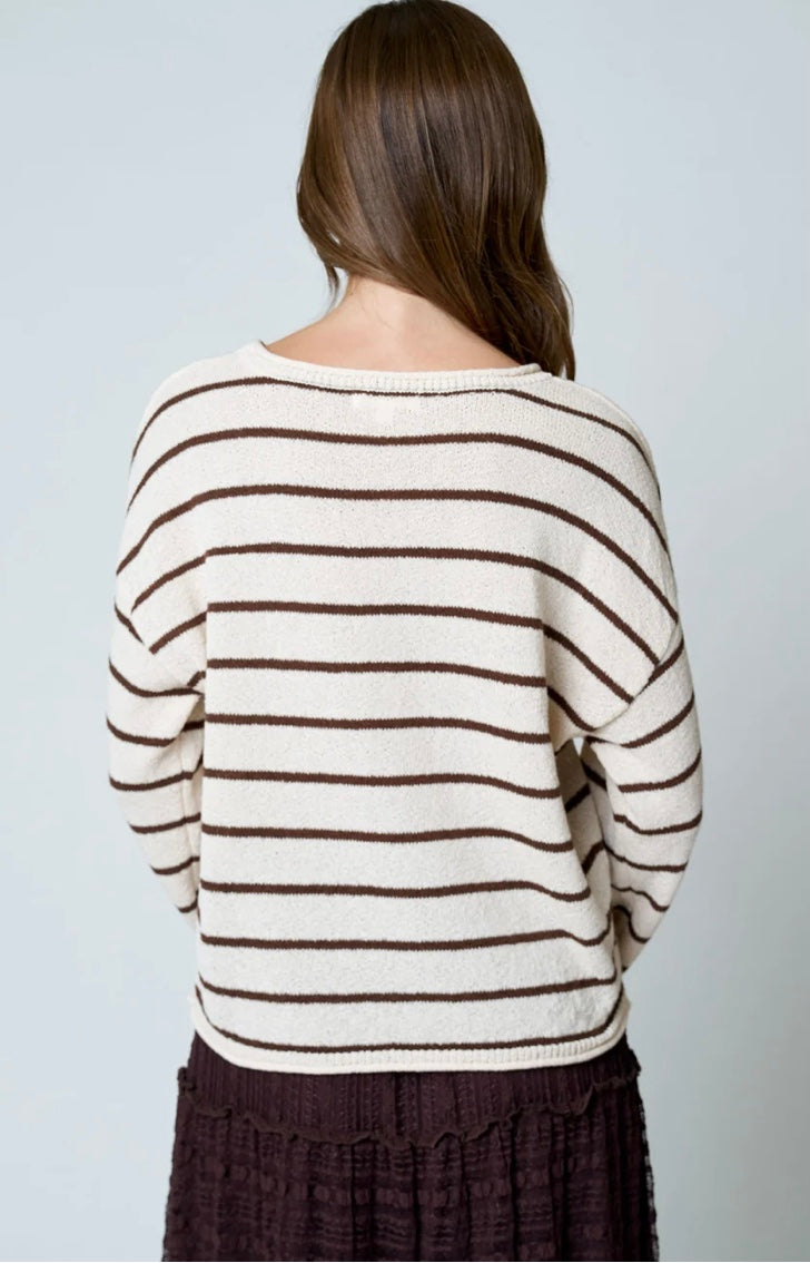 Ava Stripe Sweater- Cream