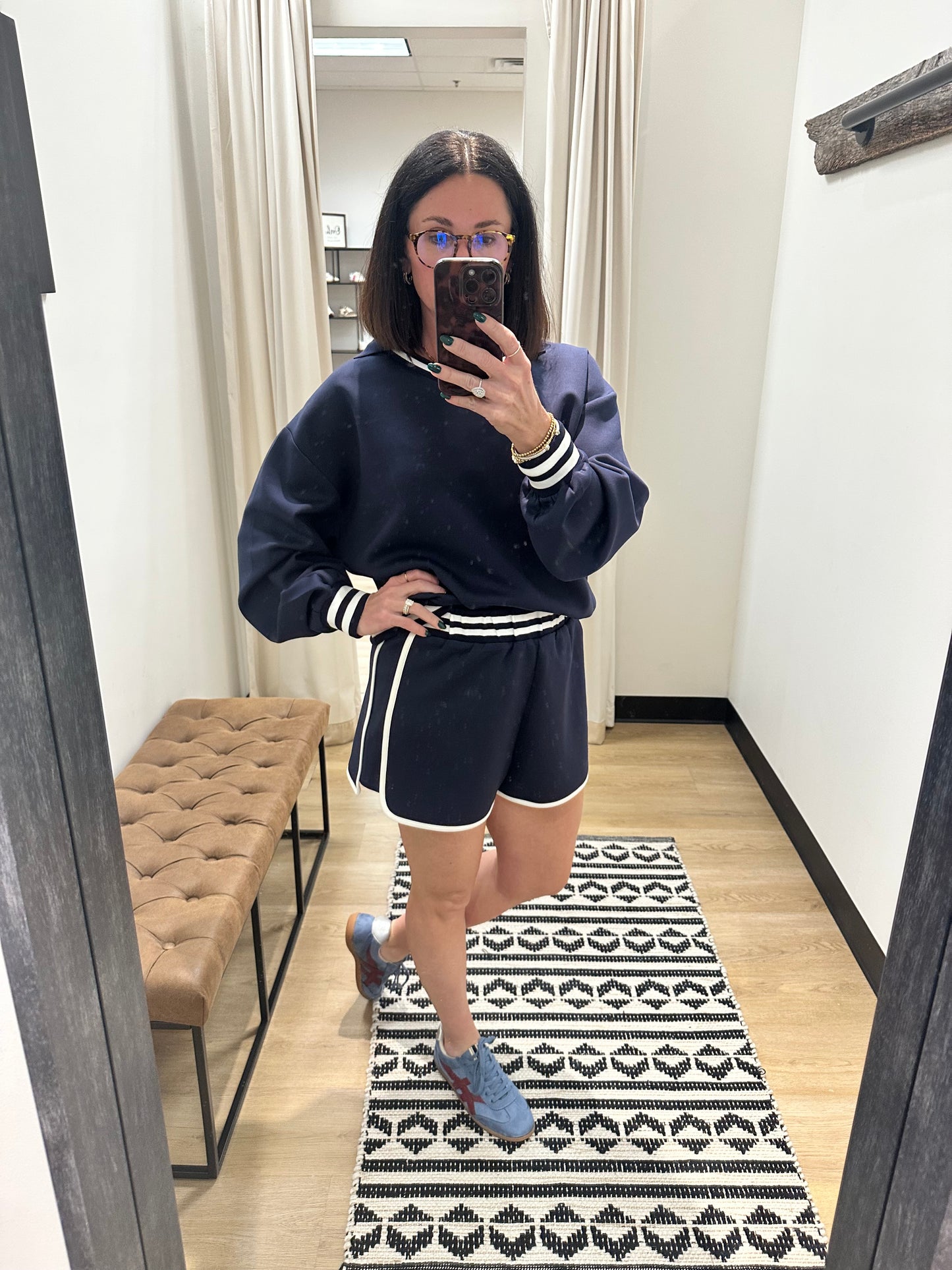 Lauren Pullover and Short Set- Navy