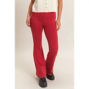 Tinley Flared Elastic Waist Pant-Red