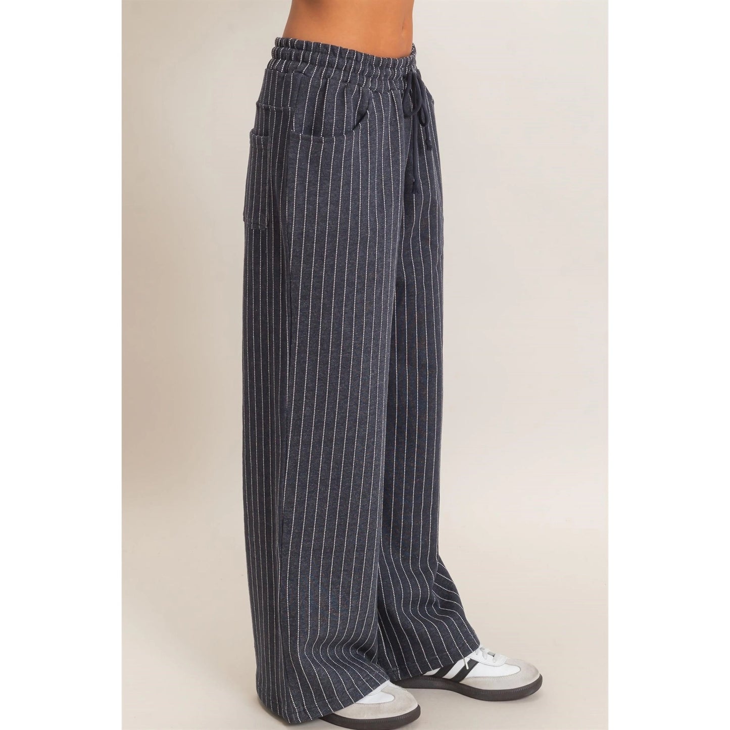 Teagan Pinstripe Pant- Navy
