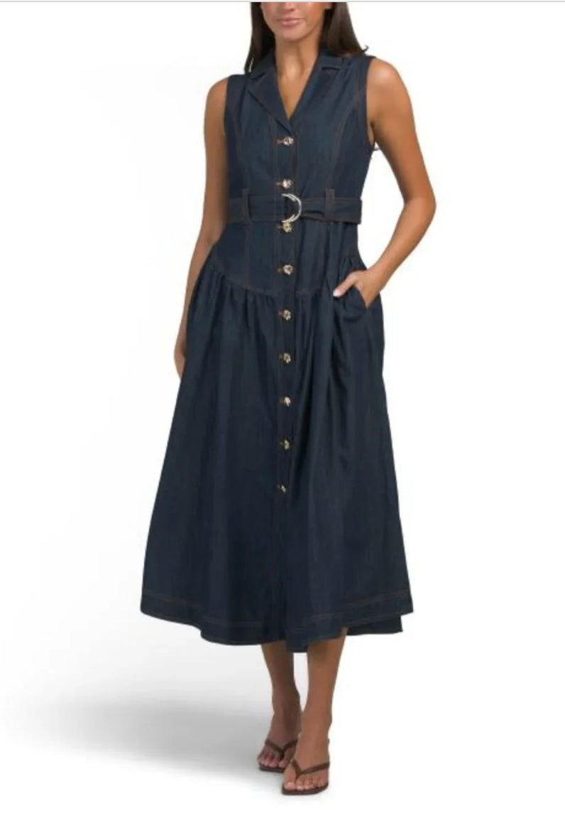 Natalie Belted Denim Dress