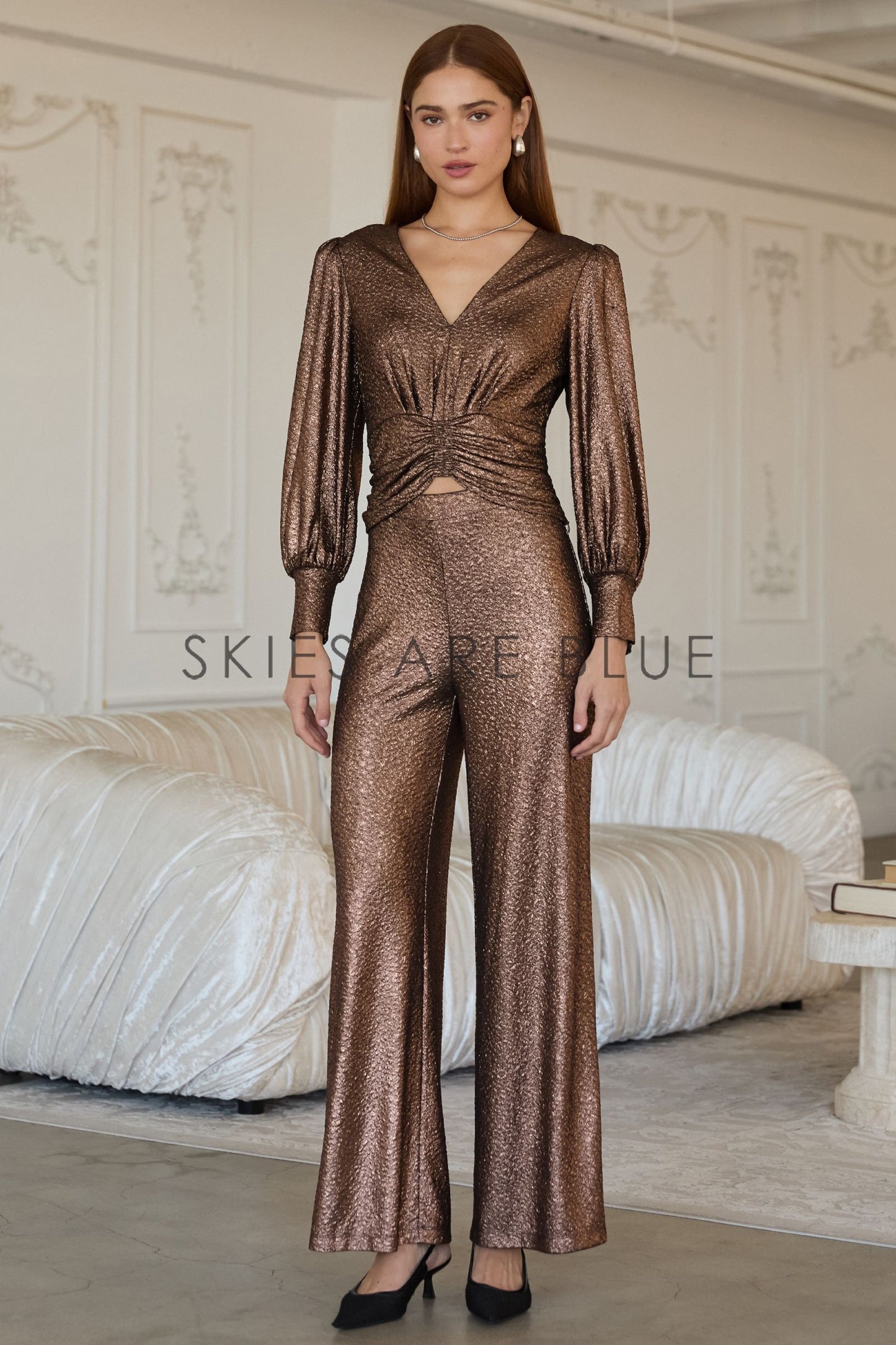 Alyssa Foil Long Sleeve Top