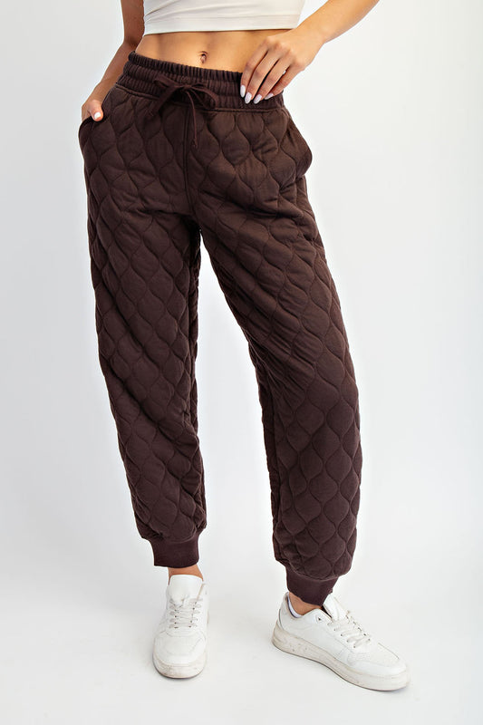 Lucy Quilted Jogger Pant- Espresso
