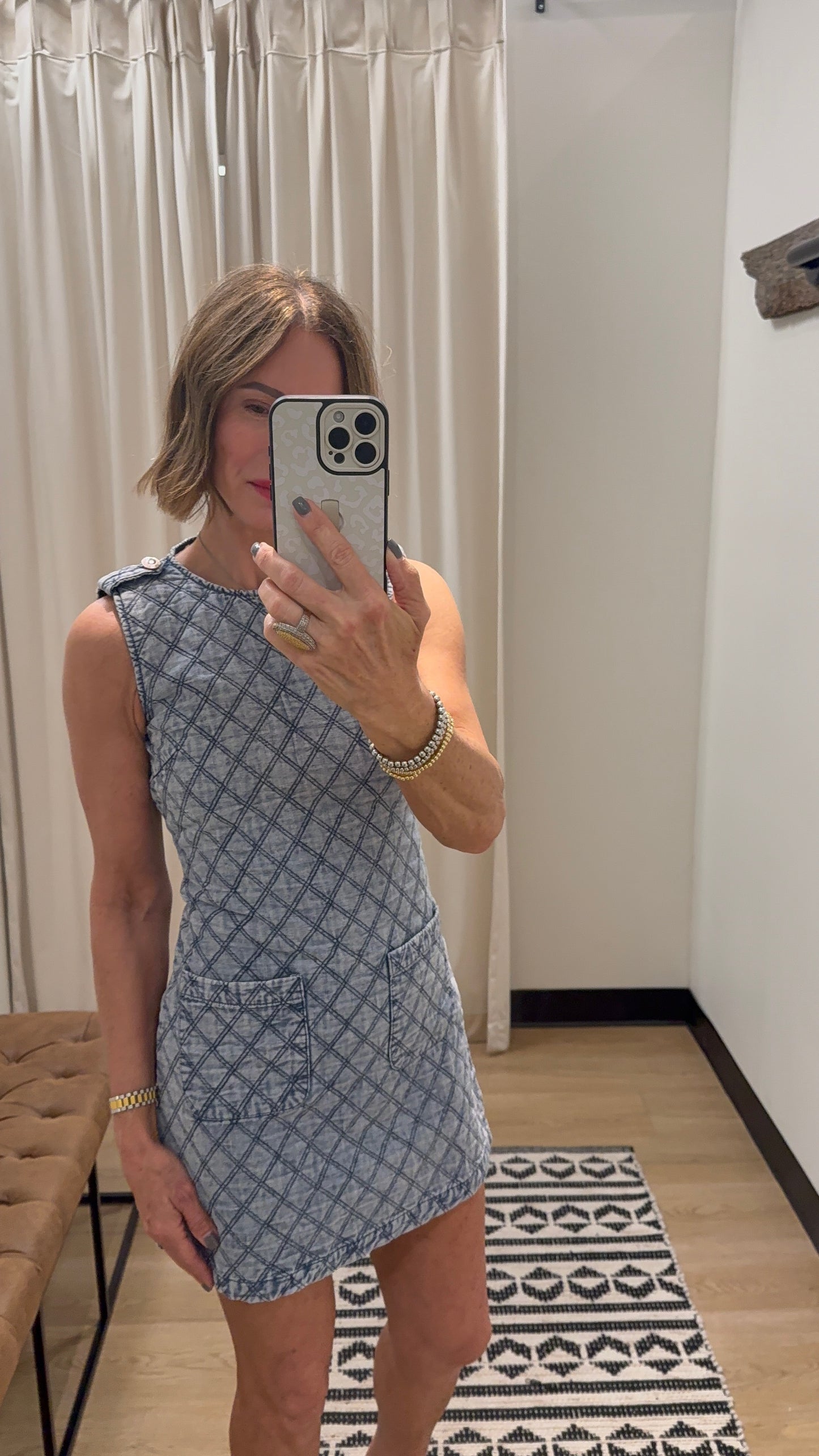 Regan Quilted Denim Dress