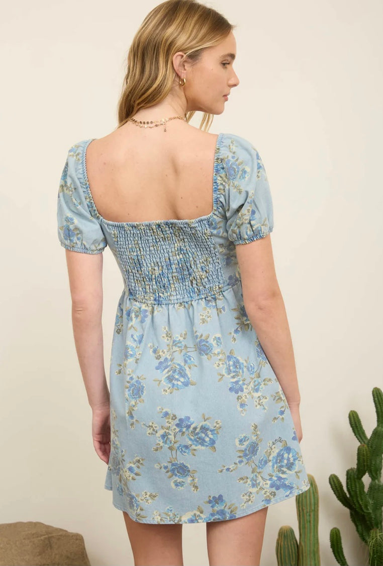 Karlie Denim Floral Dress