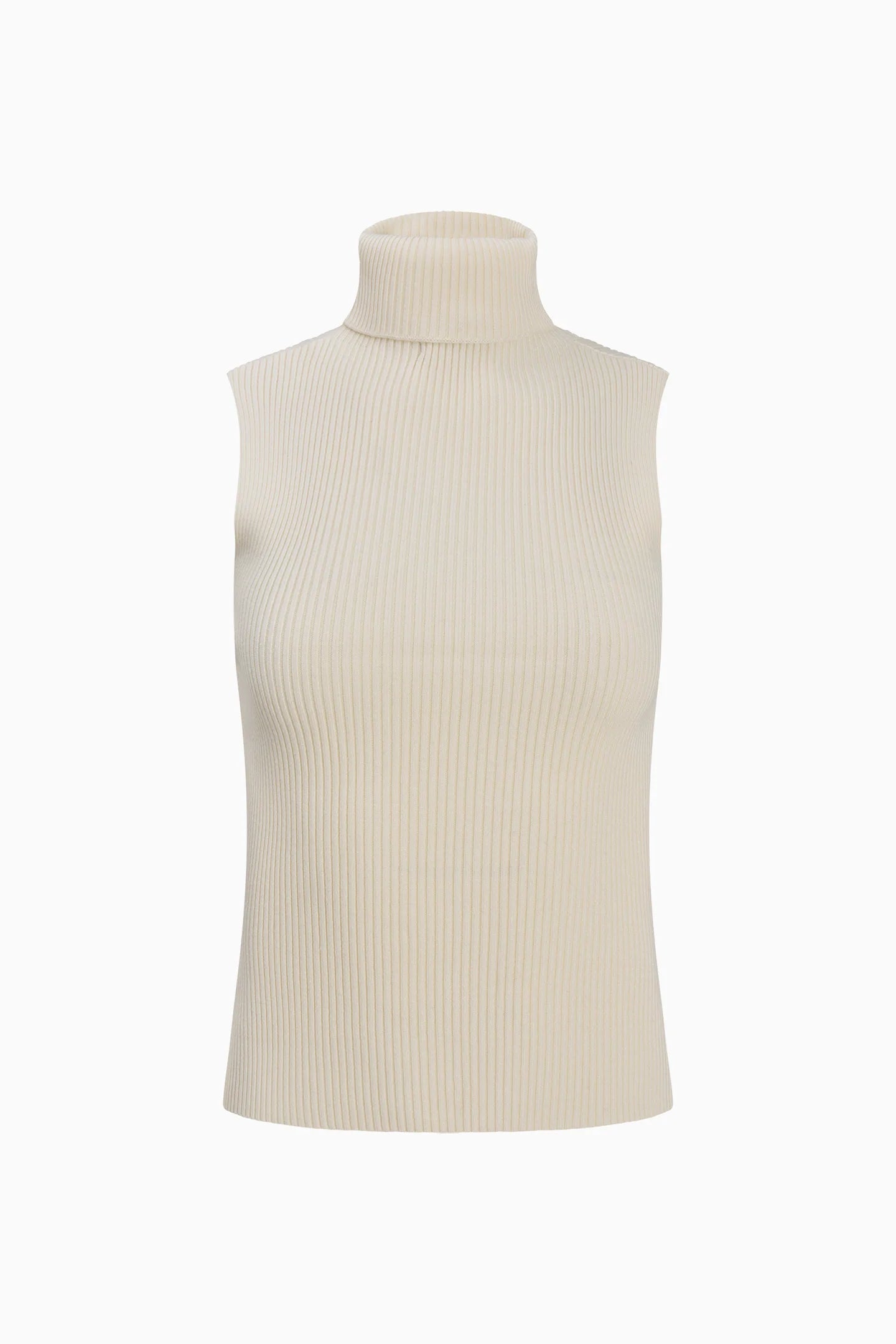 Mercy Sleeveless Turtleneck Tank- Cream