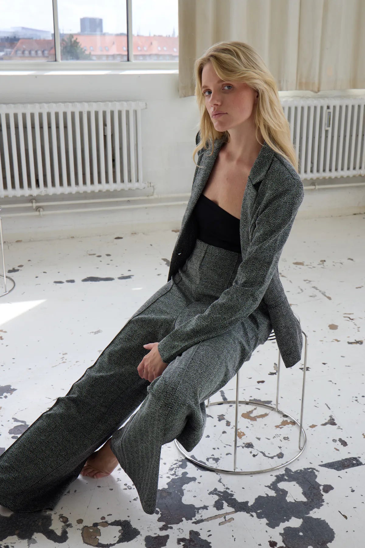 Kate Blazer- Black Herringbone