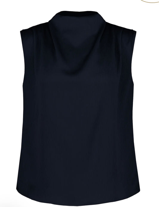Beckette Micro Plisse Top Navy
