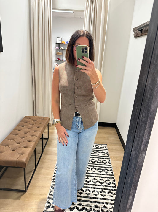 Monica Plaid Vest Wine