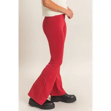 Tinley Flared Elastic Waist Pant-Red