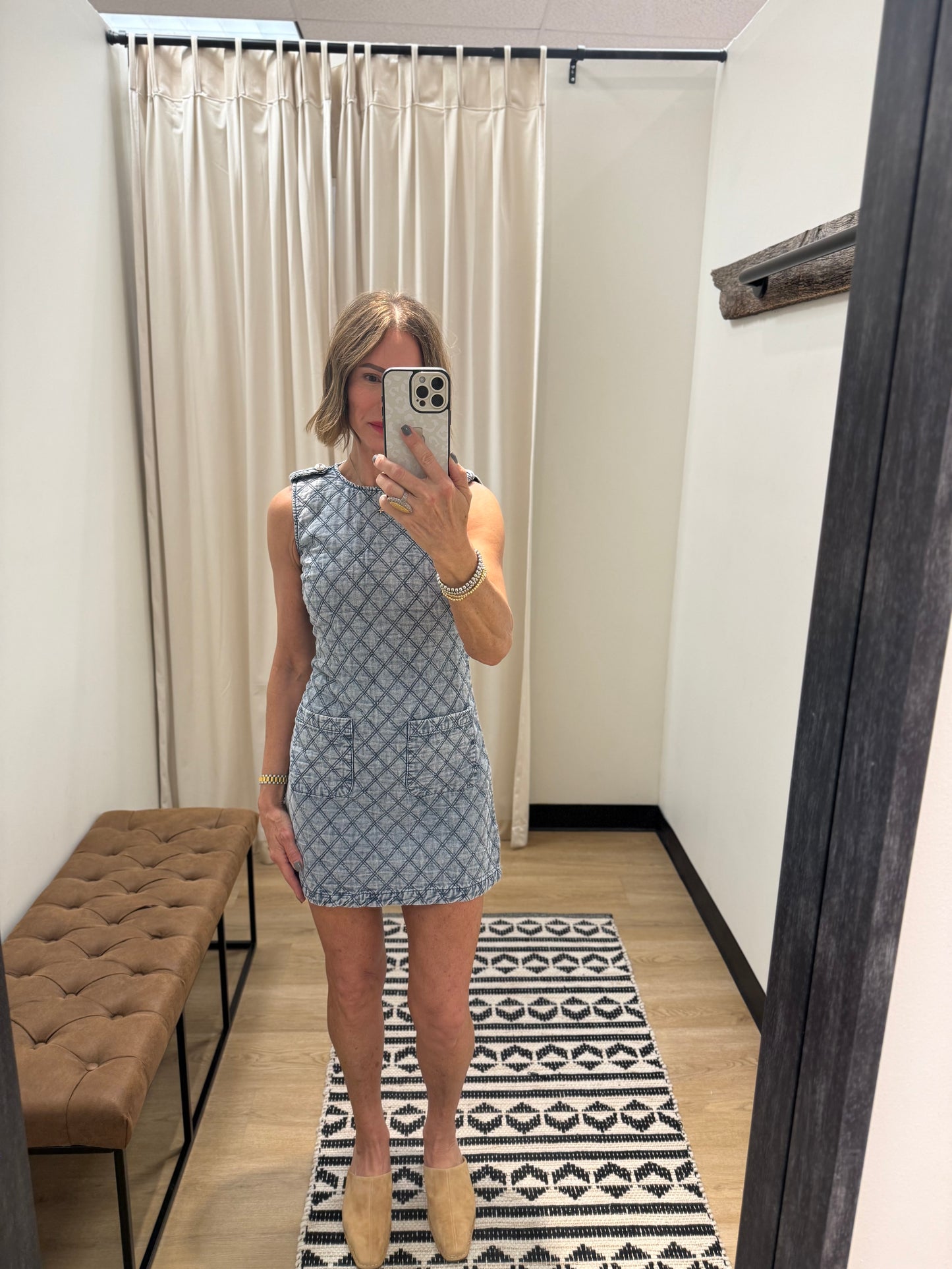 Regan Quilted Denim Dress