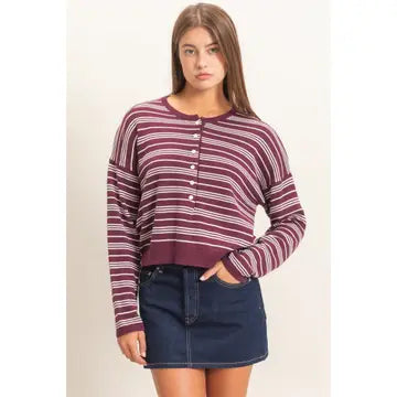 Sofie Striped Henley Sweater