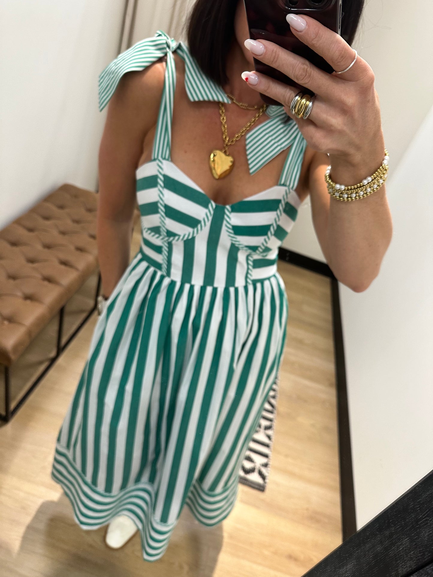 Lacy Stripe Maxi- Kelly Green