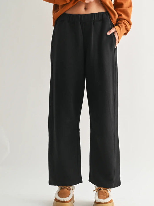 Malibu Air Cotton Barrel Pants- Black