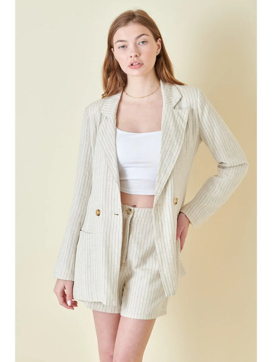 Cameron Striped Linen Blazer