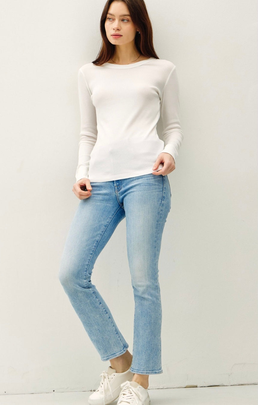 Cameron Ribbed Long sleeve White