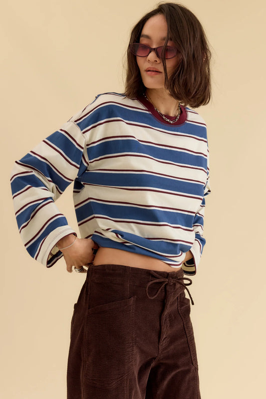 Salina’s Easy L/S Tee in Cove Stripe