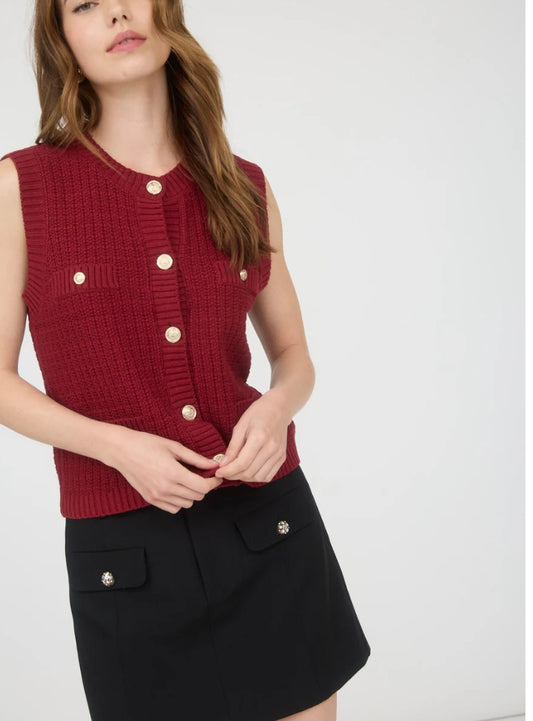 Addisyn Sweater Vest- Dark Red