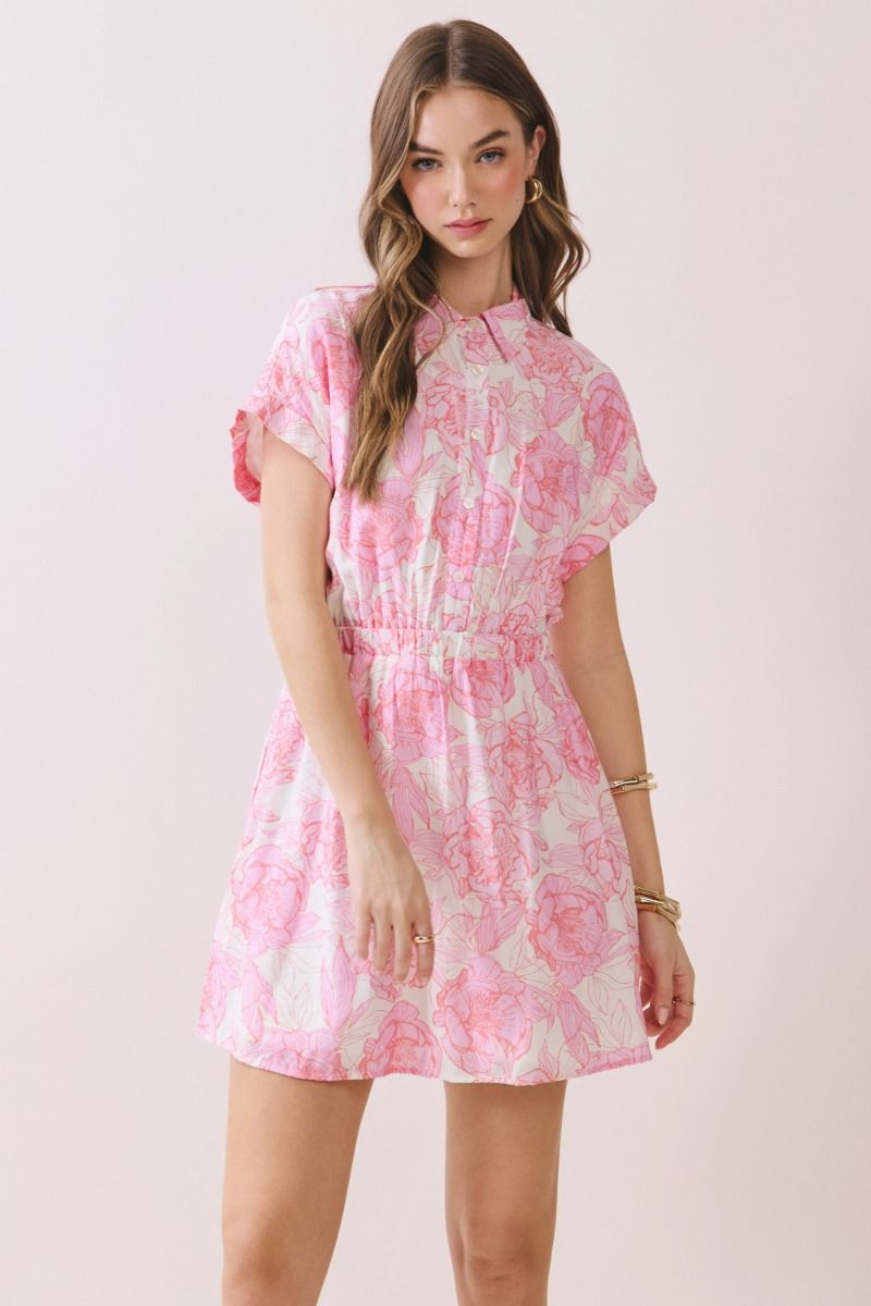 Megan Pink Floral Dress