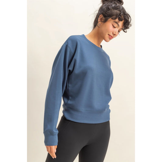 Katie Scuba Classic Crew Sweatshirt- Dusty Navy