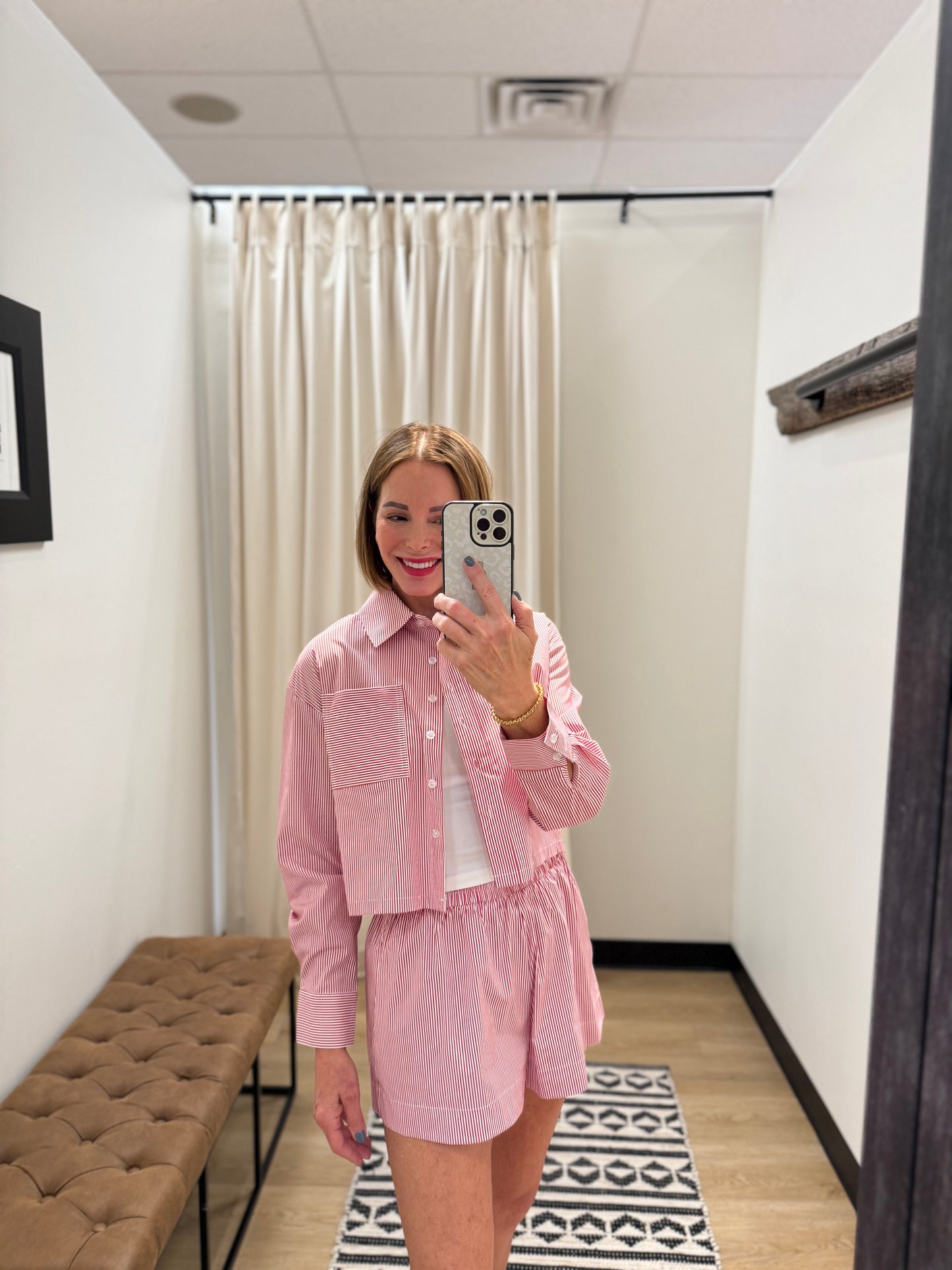 Cheryl Stripe Button Down- Red