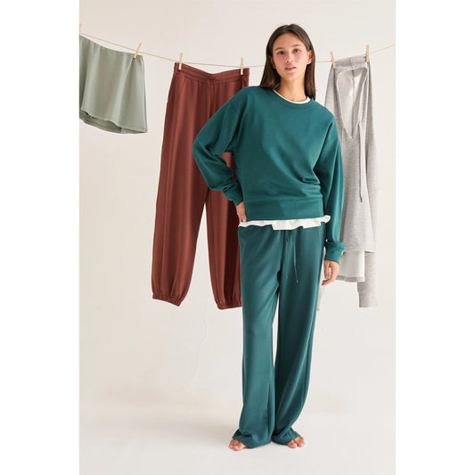 Katie Scuba Classic Crew Sweatshirt- Deep Green