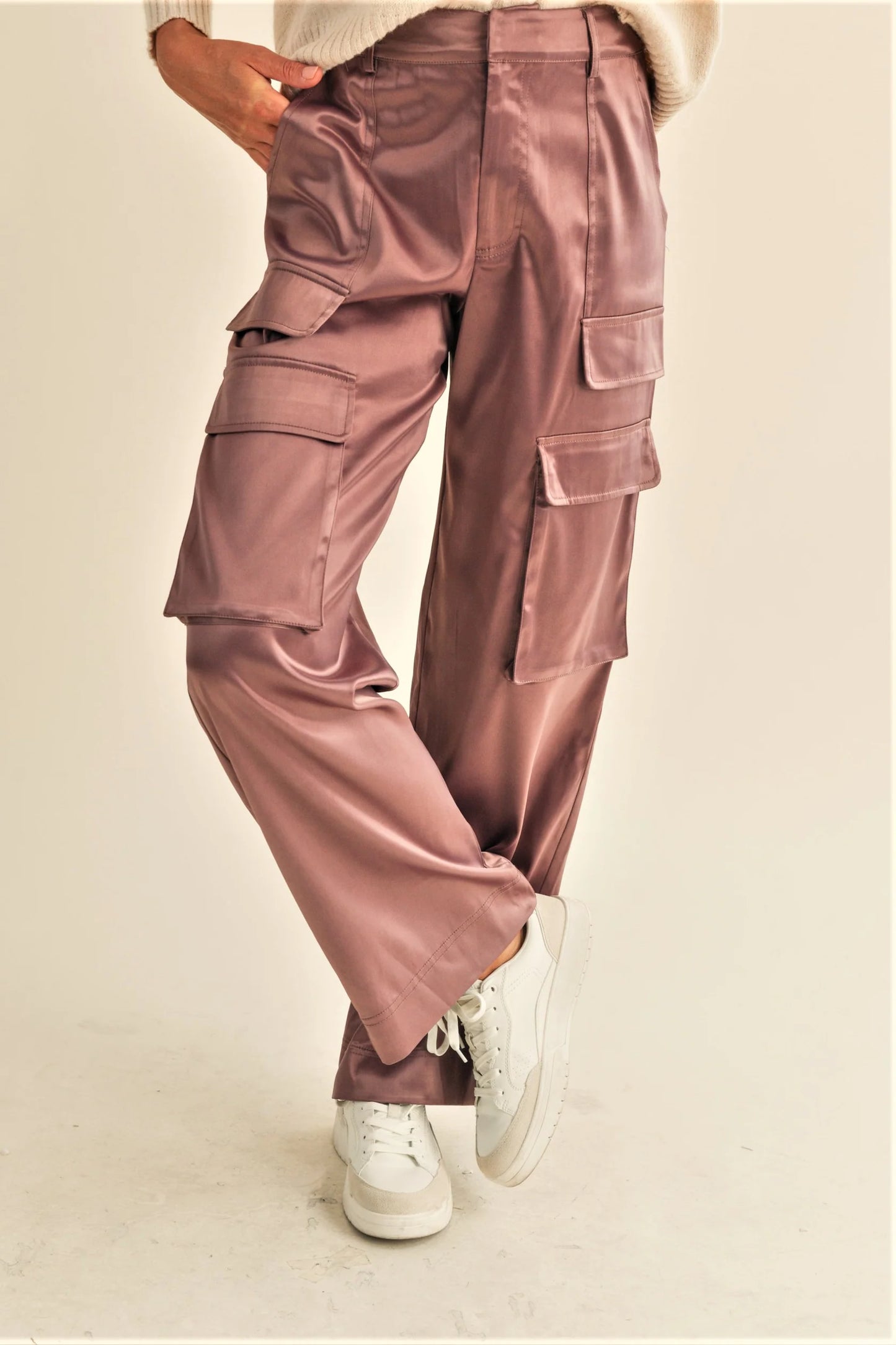 Cassie Satin Cargo Pants