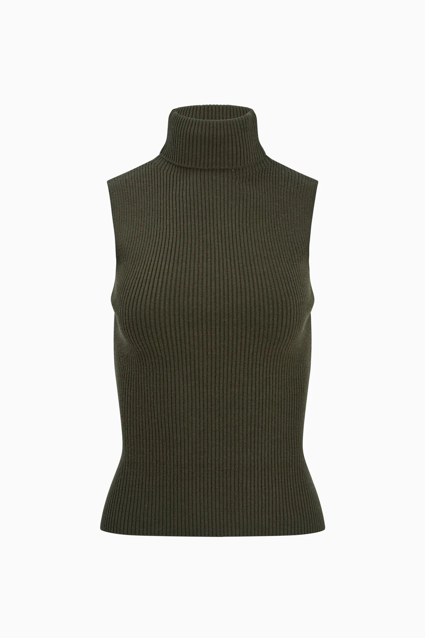 Mercy Sleeveless Turtleneck Tank- Military