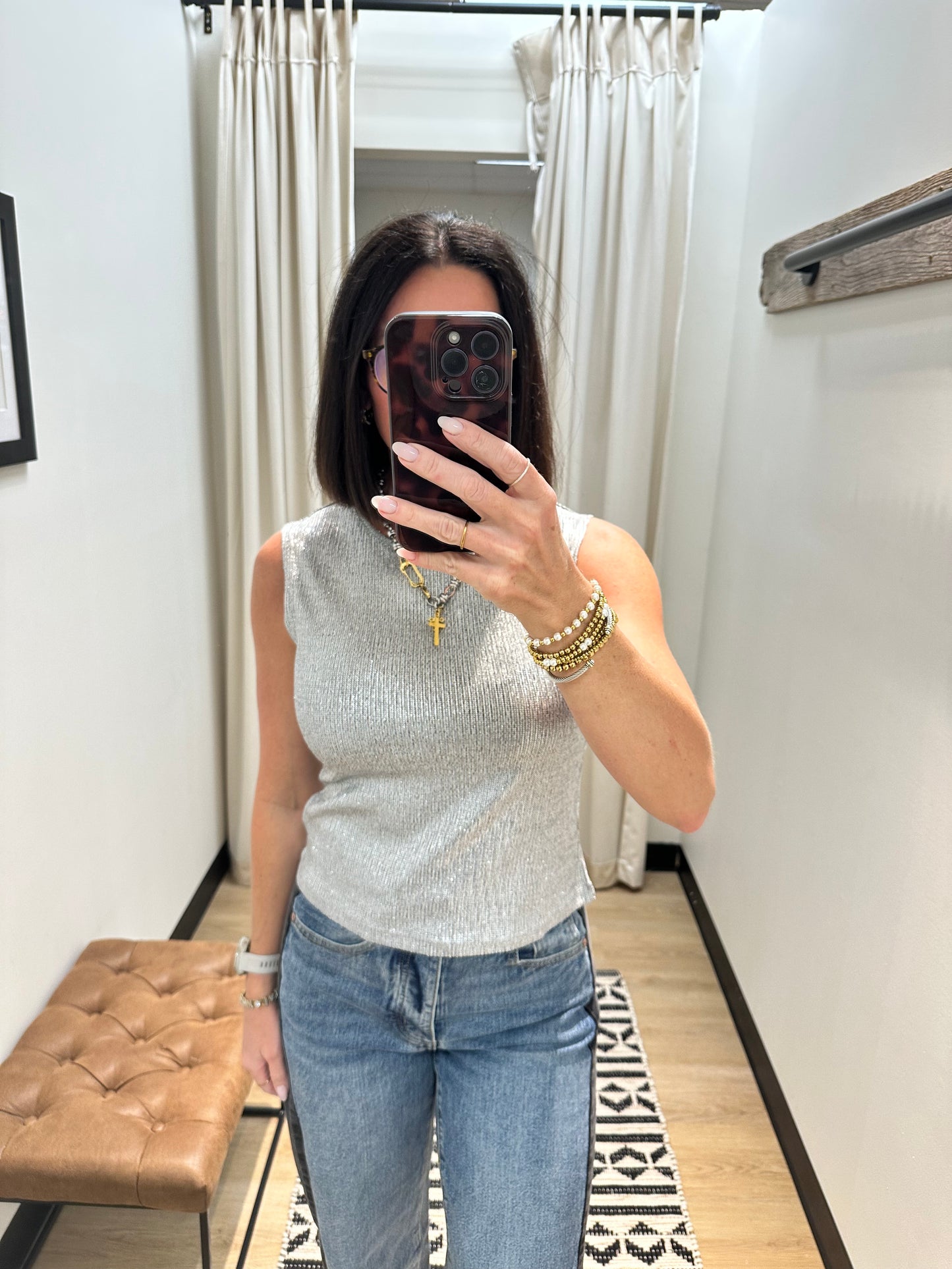 Selene Sparkle Top- Silver