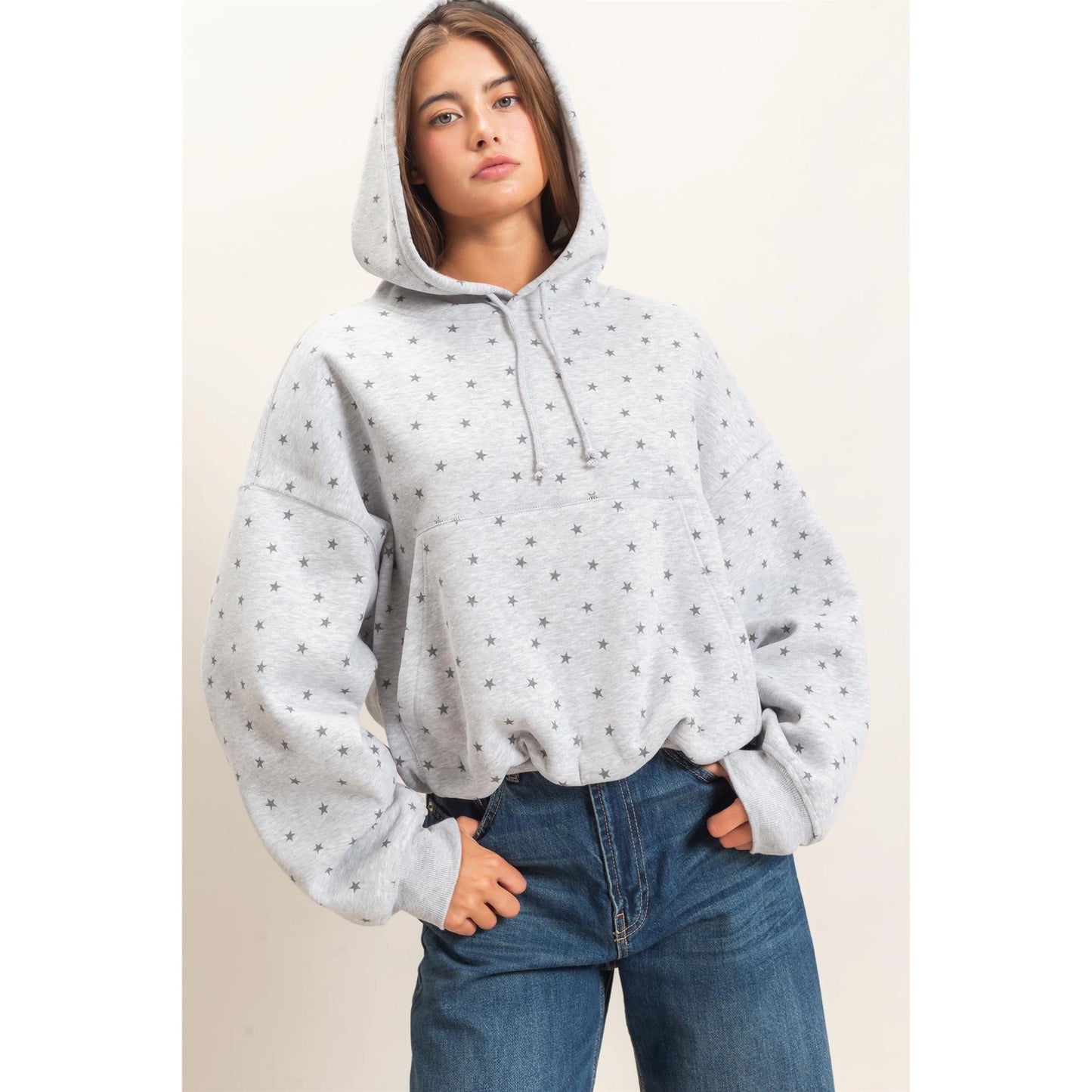 Star Print Bubble Hoodie