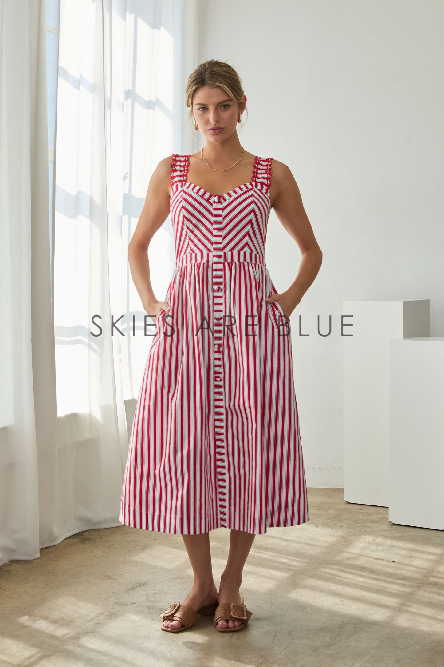 Abby Striped MIDI Dress