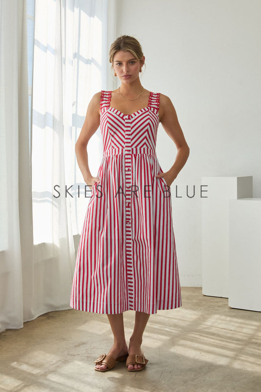 Abby Striped MIDI Dress