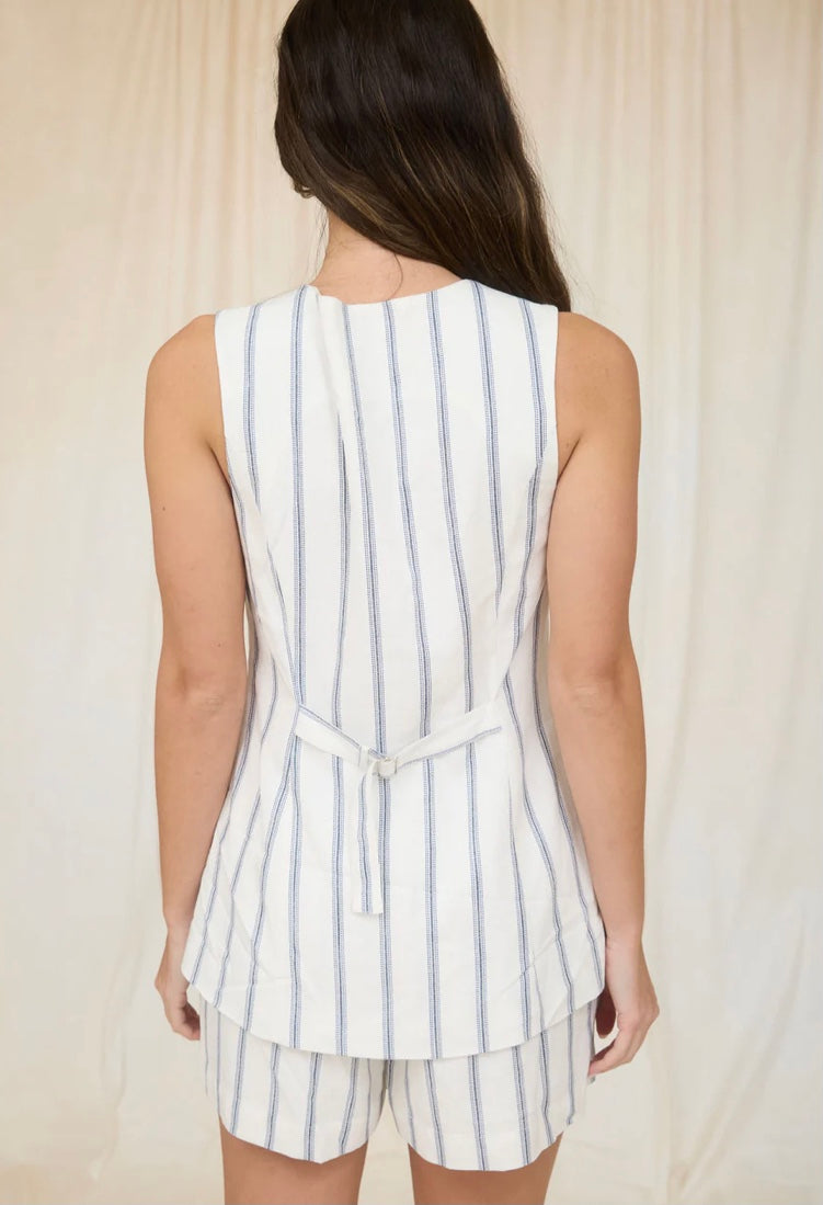 Camille Stripe Vest-Navy