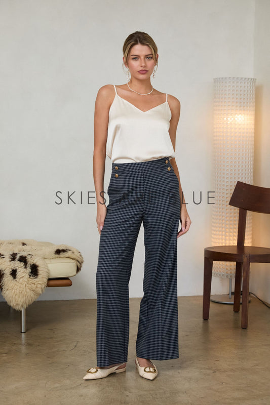 Jena Grid Pant- Navy