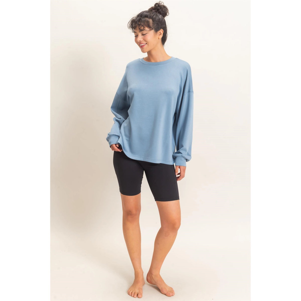 Averie Oversized Top- Dusty Blue