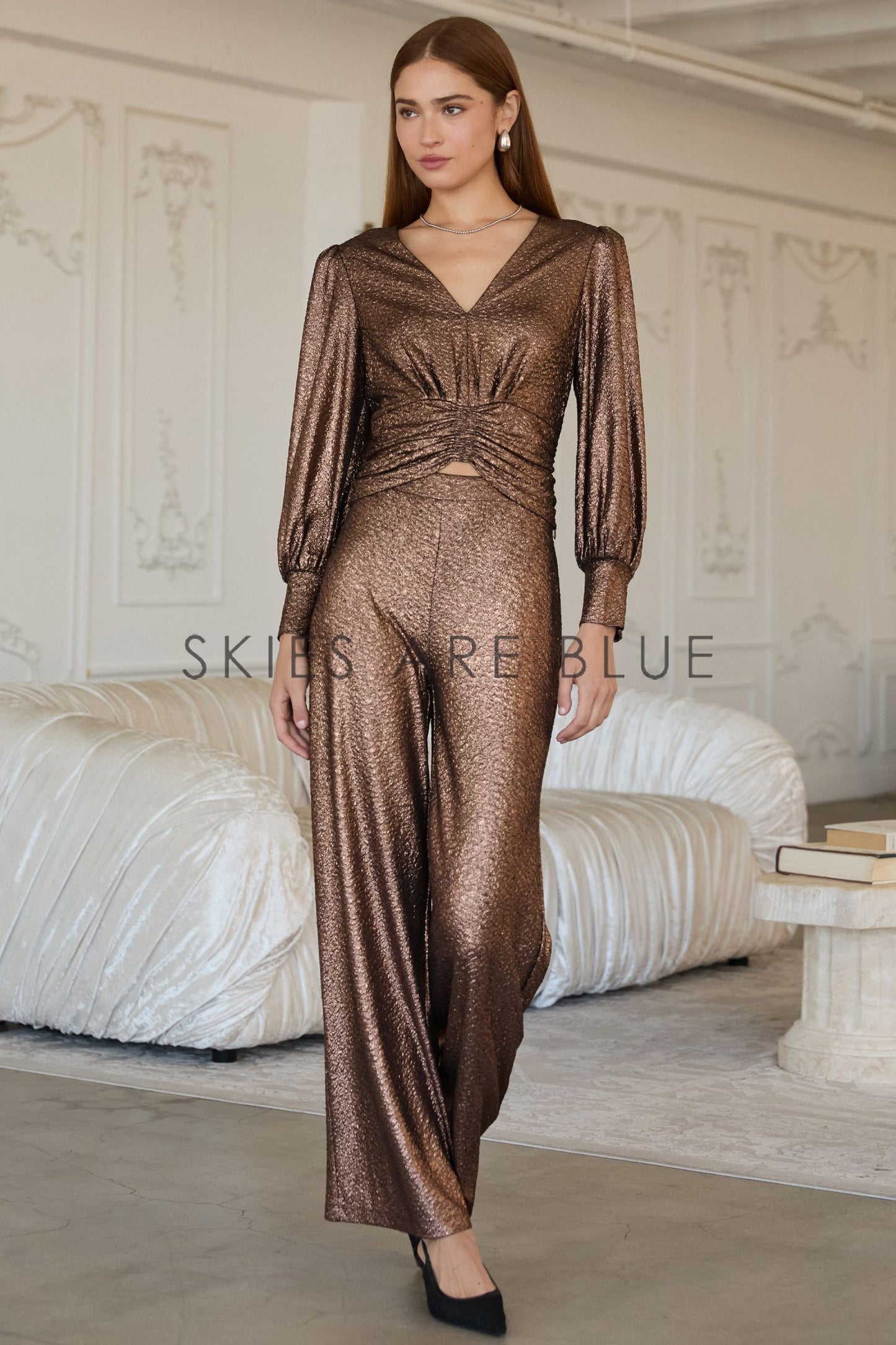 Alyssa Foil Long Sleeve Top