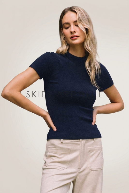 McKenna Short Sleeve Sweater Navy