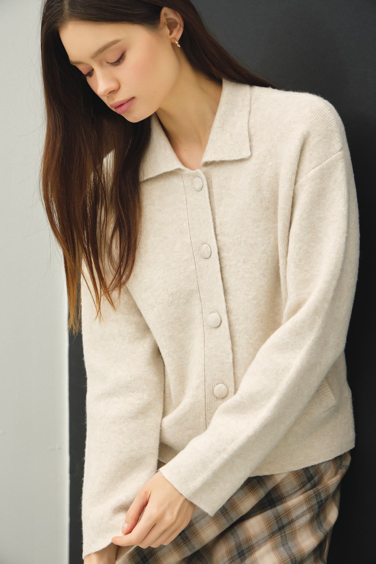 Caris Sweater Cardigan- Mushroom