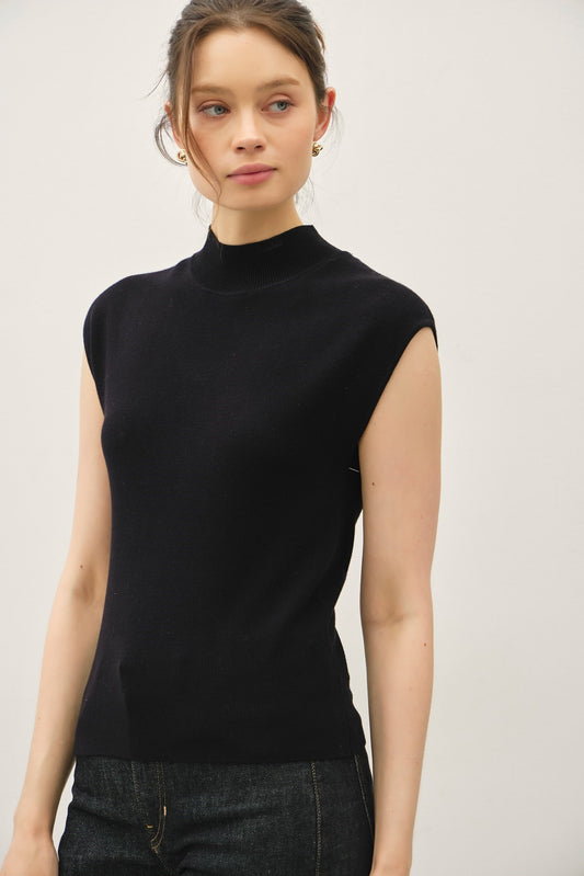 Mason Mock Neck Top- Black