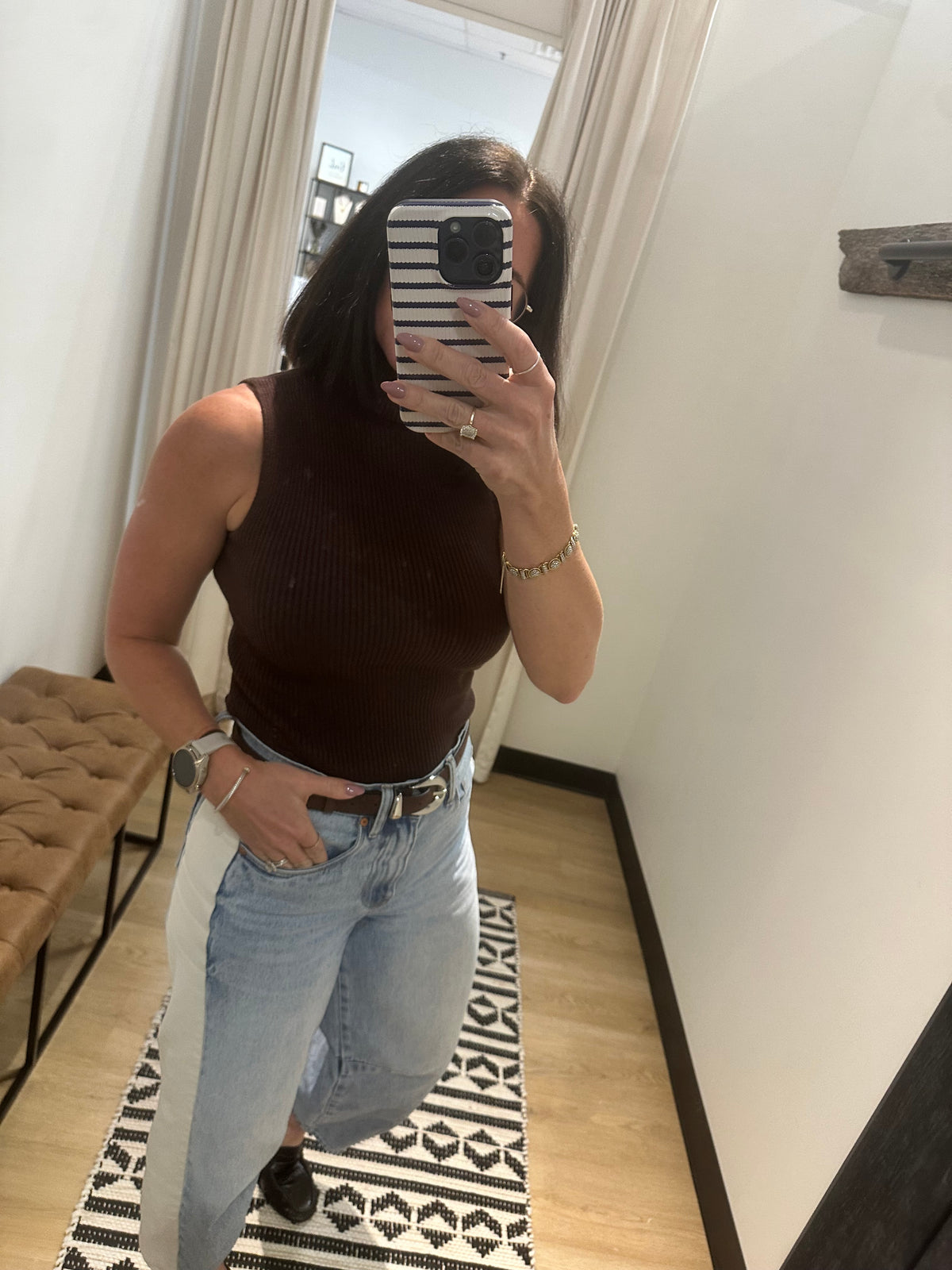 Mercy Sleeveless Turtleneck Tank- Brown